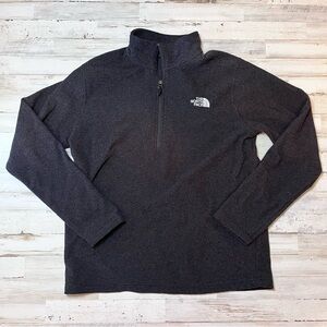 The North Face Mens Size Large Waffle Knit 1/4 Quarter Zip Pullover Gray Thermal